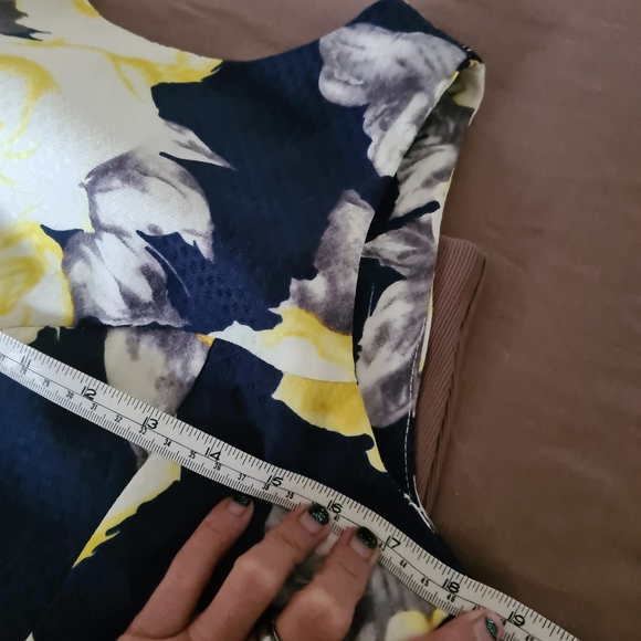 MIA 12 Yellow Blue Floral Midi Dress | Semi-Formal Clothes Party | Flower Dress - Picture 8 of 8